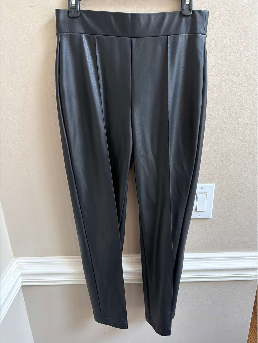 LOFT Faux Leather Seamed Leggings Black Pants Small